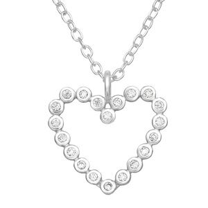 Sterling Silver CZ Open Heart Necklace – Bezel-Set Sparkle Pendant for Everyday
